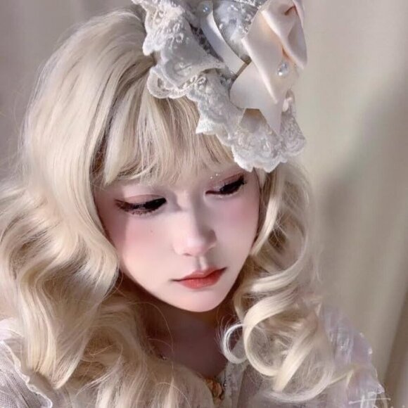 Lolita Hair Accessories Pink Hat Lace Headpiece Women Costume Maid White